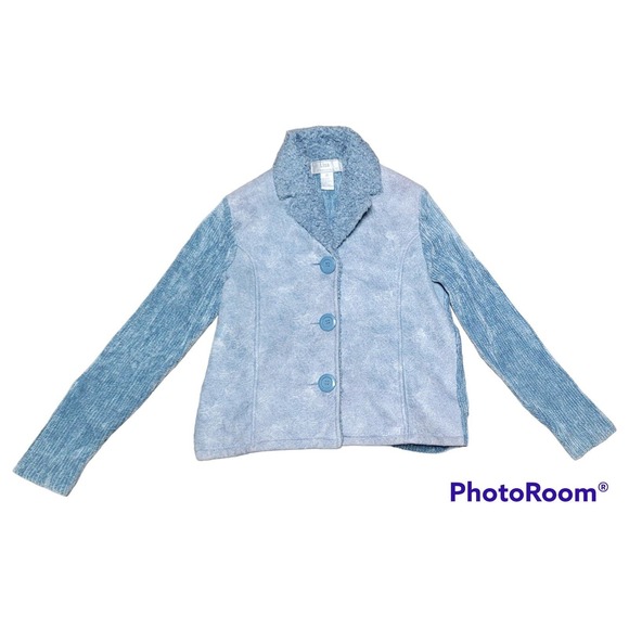 Vtg Lisa International Rayon Blend Faux Suede Sherpa-lined Sweater Jacket - Picture 1 of 8